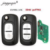 Jingyuqin Flip Remote Key Fob 2/3 Buttons 433Mhz ASK ID46 PCF7961 For For Mercedes Benz Citan 2012 - 2019 Smart W364