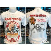 สไตล์มินิมอล IROND MAIDEN สีขาว 666 ลายใหม่ เสื้อวงดนตรี ร็อคต่างประเทศ  เสื้อยืดผู้ชาย เสื้อสไตล์วินเทจ คนดัง เสื้อยืดคอกลมผ้าฝ้าย