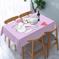 【cw】 Cute Marie Tablecloth Rectangular Elastic Waterproof Girly Cat Kitten Table Cloth Cover for Dining Room ！