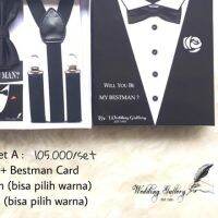 Bestman Package Contents Of Black bre Suspenders, Black bowtie bowtie Ties, bestman + bestman ready Cards