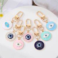 1Pcs Round Evil Eye Keychain Key Ring For Friends Couples Boho Blue Eye Bag Car Airpods Box Key Phone Charm Accessories Jewelry Key Chains