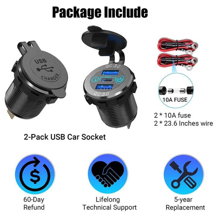 qc-3-0-pd3-0-triple-usb-car-charger-12v-24v-60w-usb-c-multiple-fast-charger-with-switch-for-boat-truck-rv-motorcycle