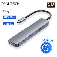 7IN 1 USB C ฮับชนิด C ถึง4K 30Hz HDMI PD 100W อะแดปเตอร์สำหรับ Macbook อากาศโปร USB 3.0ฮับแปลงเครื่องแยกอเนกประสงค์