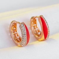 【YF】☑㍿◇  Wbmqda Luxury 585 Gold Color Enamel Hoop Earrings Unusual Wedding Jewelry