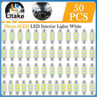 50ชิ้น36มม. C5w 6 Led แบบ Smd รังผึ้งชุดหลอดไฟเสริมแผนที่โดมในร่มป้ายทะเบียนรถหลอดไฟ6000K สุดสดใส