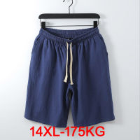 Men Big Shorts Plus Size 11XL 12XL 13XL 14XL 15XL Summer Linen Large Stretch Sports Casual Loose 60 Black Shorts