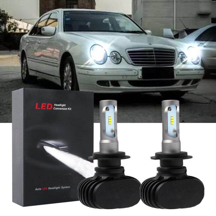 new-หลอดไฟหน้าฮาโลเจน-led-6000k-สีขาว-แบบเปลี่ยน-สําหรับ-mercedes-w210-e-class-1995-2002