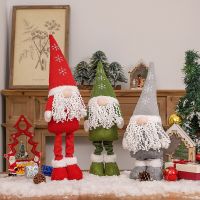 Christmas Stretchable Santa Claus Snowman Plush Standing Dolls Toy Baubles Xmas Decoration Ornament Craft Gift Home Decors