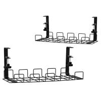 2 Pcs Cable Management Tray Under-Desk Wire Organizer No Drilling Required Clip-on Cable Management System for Desks