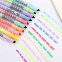 10 pcs Erasable Highlighters Pastel Markers Dual Tip ปากกาเรืองแสงสำหรับ Art Drawing Doodling เครื่องหมายโรงเรียนสำนักงานเครื่องเขียน