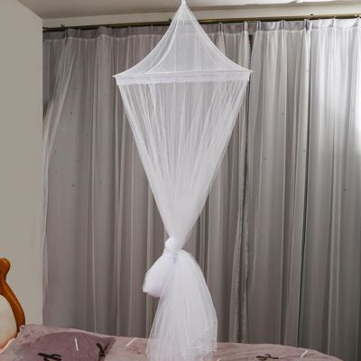 【LZ】▽❃  Polyester  Practical Round Dome Princess Bed Canopy Solid Color Hanging Net Canopy See-through   Bedroom Decoration