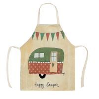 Cooking Apron Cartoon Kitchen Adult Children Printed Cotton Linen Sleeveless Chef Kitchen Apron Female Baking Accessories