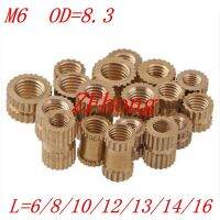 100ชิ้น/ล็อต M6 * * * * * * * 6/8/10/12/13/14/16 OD = 8.3มม.ผ่านทองเหลืองใส่ Nut/Knurled Nuts สำหรับแม่พิมพ์ฉีด