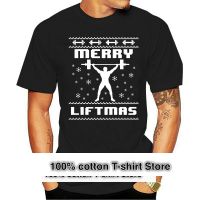 Merry Liftmas เสื้อยืดสำหรับผู้ชาย,เสื้อยืดคอกลมแขนลำลองขาสั้นเสื้อออกกำลังกายผู้หญิงแฟชั่นพิมพ์ลายเสื้อยืดคอกลมสำหรับฤดูร้อน