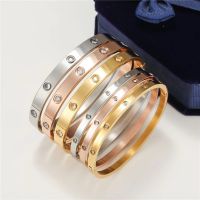 Beautiful Lovers celets rose gold Stainless Steel 10 stones Bangles Zirconia Golden Woman Jewelry Gifts no box