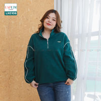 (LX0106) เสื้อกันหนาว สาวอวบ เสื้อกันหนาว แขนยาว ทรง oversize ช่วงปลายแขนเป็นยางยืด มีซิปรูดช่วงคอ เนื้อหนากำลังดี