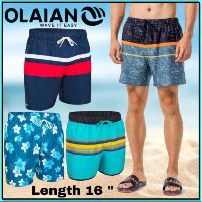 ถูกที่สุด กางเกงว่ายน้ำ กางเกงชายหาด ผู้ใหญ่ขาสั้น Olaian ลายตาราง