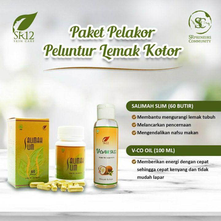 Sr12 Paket Pelakor Peluntur Lemak Kotor Salimah Slim Vco 100ml Obat