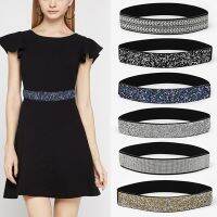 【cw】 Shining RhinestoneWaist BeltsWomen Elastic Corset BeltWaistband FemaleDecoration Waistbands