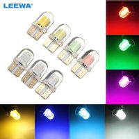 LEEWA 4pcs Car T10 194 168 W5W COB 8SMD Silica Car LED Door License LED Light Bulb Wedge Light 7-Color CA2901