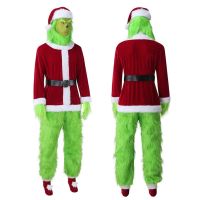 ☜◐ Christmas cosplay performance clothes Santa Claus party costume geek green hair monster Grinch role costume