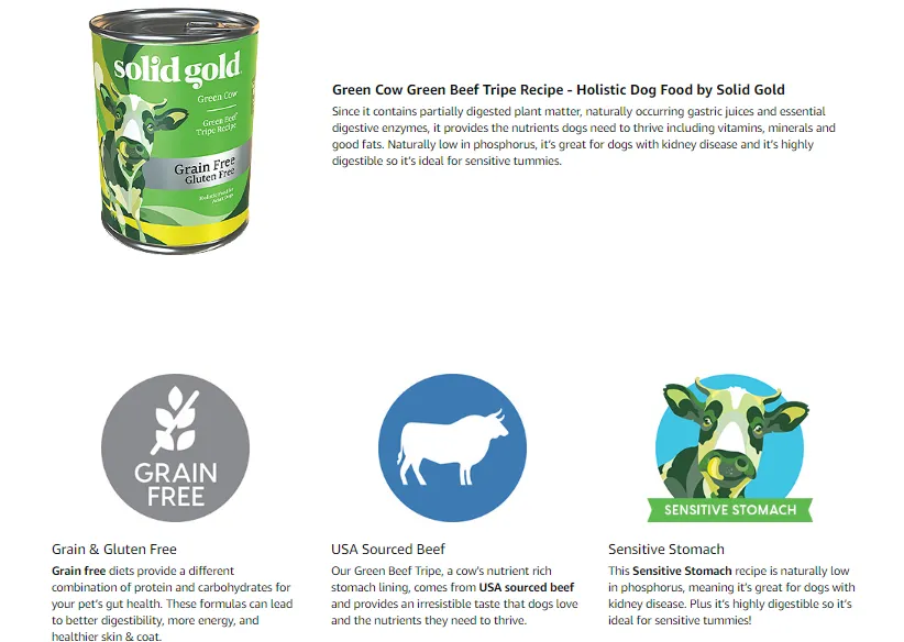 Solid gold green cow tripe Clearance