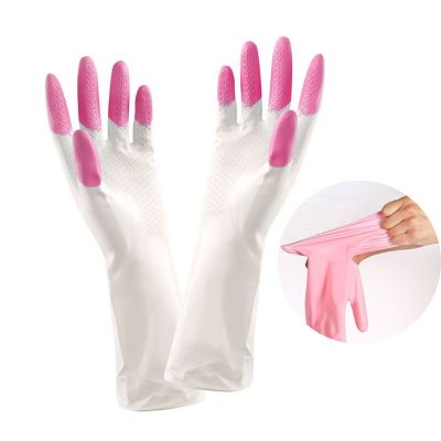 1 Pair Creative Home Washing Cleaning Gloves Garden Kitchen Dish Fingers Rubber Dishwashing Household Cleaning Gloves Dropship 3 Safety Gloves