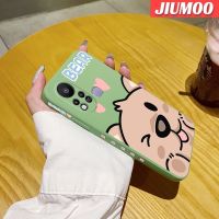 เคส JIUMOO สำหรับ Infinix Hot 11S เคสการ์ตูนหมีน่ารักเคสมือถือนิ่มบางขอบสี่เหลี่ยมด้านข้างเป็นซิลิโคนเคสป้องกันการกระแทก