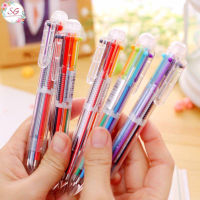 （M560）ร้านไทยSiamGift ปากกาลูกลื่น6สีในแท่งเดียว ปากกาหลากสี ปากกาวาดรูป สีชัดเขียนลื่น เครื่องเขียนนักเรียน หัวปากกา0.5 mm