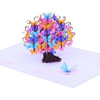 3D Pop Up Card Colorful Butterfly Tree Romantic Handmade Greeting Cards for Birthday Anniversaries Valentines Wedding