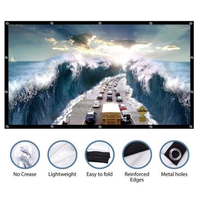 Projector Screen 16:9 84 150 inch Reflective Fabric Cloth Home Outdoor Office KTV 3D HD Simple Curtain Anti-Light Folding Screen