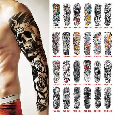 ♞∈▧ Waterproof Temporary Tattoo Sticker Totem Geometric Full Arm Large Size Sleeve Tatoo Fake tatto flash tattoos for men women