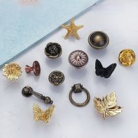 【YD】 Single-hole Drawer handle leaf Rings furniture gold Cabinet door and Round knobs Knurled Slides