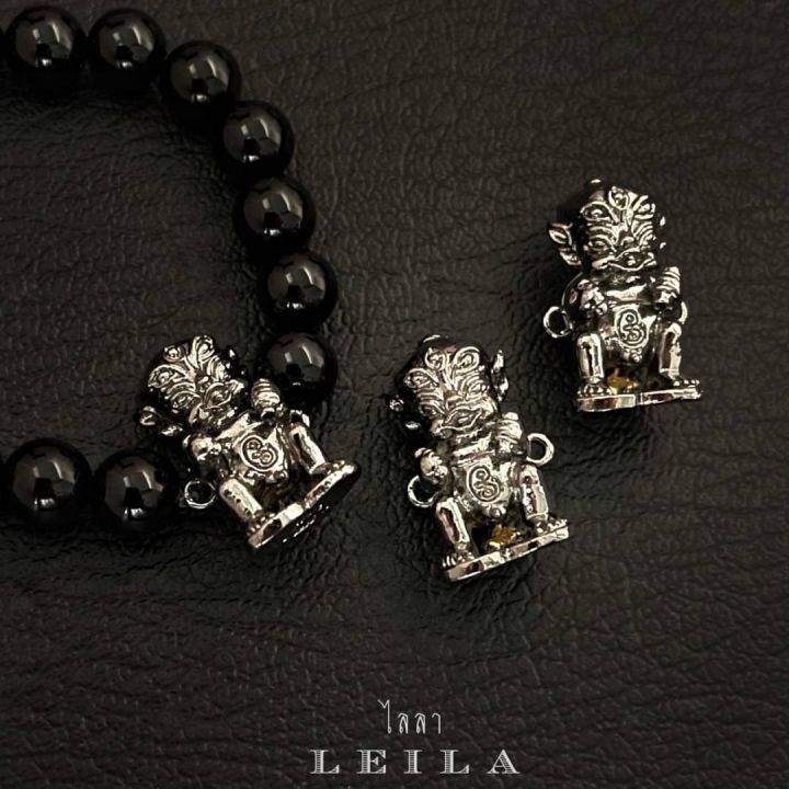 leila-amulets-พญาสี่หูห้าตา-สีรมดำ-พร้อมกำไลหินฟรีตามรูป