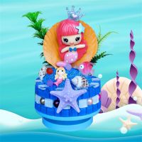 Childrens diy rotating music music box handmade creative mermaid cartoon princess mosaic material package toy