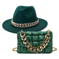 2022 Ladies Small Square Hand Purses Girl Metal Chain fedora hats and purse set Shoulder Bags Quilted PU Leather Handbags Women