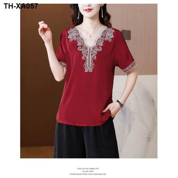 silk-large-size-embroidered-satin-women-2023-summer-new-loose-fashion-casual-short-sleeved-v-neck-top