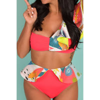 Sexy Bikinis  New Suit Beach Wear Swimwear Bathing Monokini One Shoulder Ruffle Swimsuit Women Printed Piece