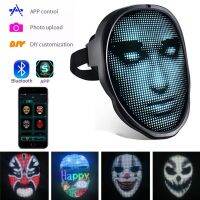 ?Dream Best? Bluetooth LED Luminous Facemask App Control Pattern Changeable Lighting Facemask DIY Picture Editing Mask Full face shield Festival Party Costume Props Christmas Halloween Decor