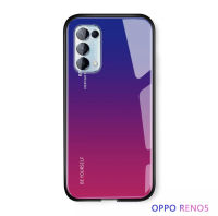 [ส่งจากไทย] เคสกระจก Case Oppo Reno5 เคสกันกระแทก เคสกระจกสองสี เคสเงาไล่สี เคสโทรศัพท์ ออฟโป้  ขอบนิ่ม เคส OPPO Reno 5