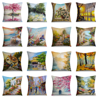 Vintage oil painting landscape Design Cushion Cover Pillow Case Sofa Pillow Cover(45 cm x 45 cm)