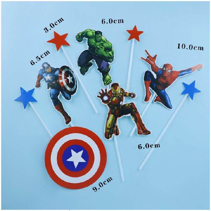 Ins Style Hero Avengers Theme Paper Card Cake Topper Plug In Baking