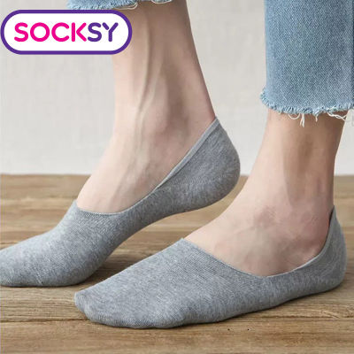 Socksy ถุงเท้า 12คู่ ถุงเท้าทรงซ่อน สีเทาอ่อน สีดำ ขาย/หญิง No show Socks