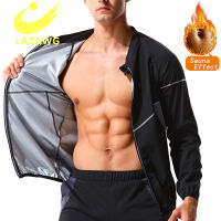 LAZAWG Men Sauna Tops Zipper Body Shaper Waist Trainer Vest Gym Weight Loss Fat Burner Workout Slimming Shirt Sweat Thermal Suit