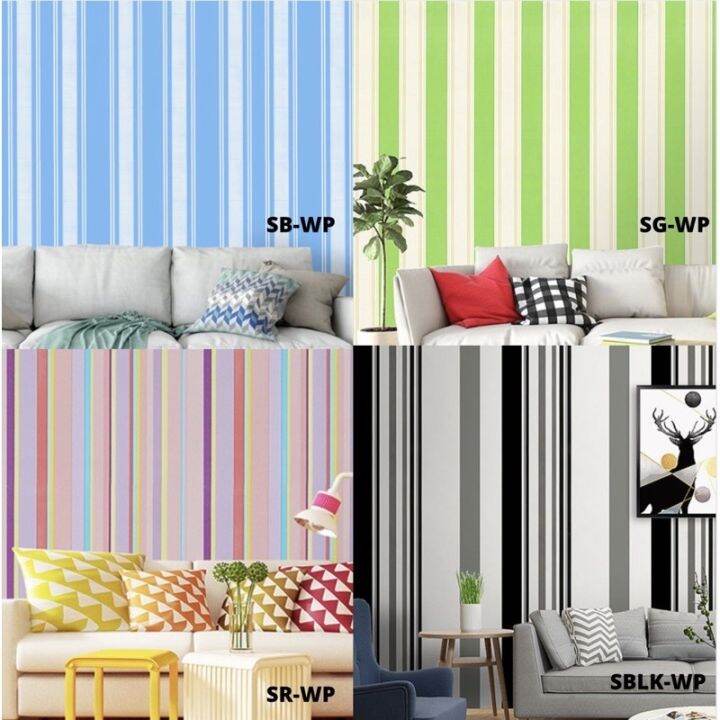 JPS PVC wallpaper stripes PVC adhesive wall sticker 45cmx10m Lazada PH