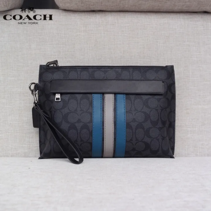 Coach Clutch Men s Fashion Striped Clutch Business Bag 38588 Lazada PH
