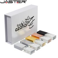 JASTER USB 2.0 New Custom LOGO Crystal Memory Flash Drive with Gift Box 3D Engraving 16GB 32GB 64GB Wedding Gifts Custom Logo