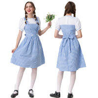 The Wizard Of Oz Dorothy Cos ชุดเดรสลายสก็อตสีฟ้าอ่อนกระโปรงยาวชุดเบียร์ชุดเล่นสไตล์ยุโรปและอเมริกา