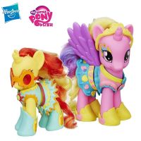 Hasbro โพนี่น้อยของฉันตุ๊กตาน่ารักแท้สำหรับสะสมของขวัญเจ้าหญิงสุดวิเศษเจ้าหญิงสุดน่ารักจังหวะพระอาทิตย์ตกดินระยิบระยับของเล่นโมเดล