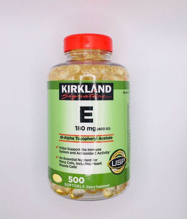 Kirkland Vitamin E 400IU วิตามินอี 180 mg 500 Softgels Lazada.co.th